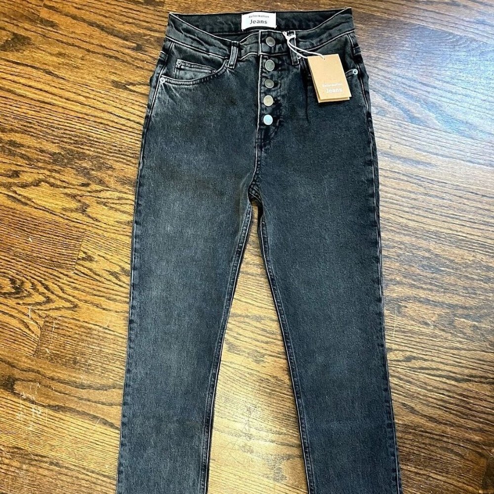 NEW Reformation Liza High Straight Button Fly Jeans Yuma Color Women's Sz 25 NWT